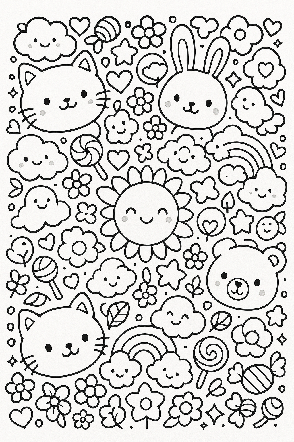 🐰 Happy Animals Mandalas for Kids – Kawaii Coloring Book (Instant Download) 🌸