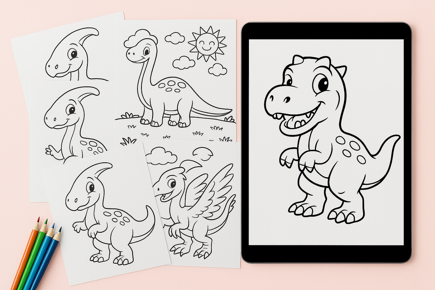 🦖 Dinosaur Coloring Book – Kids Pack (Instant Download) 🦖