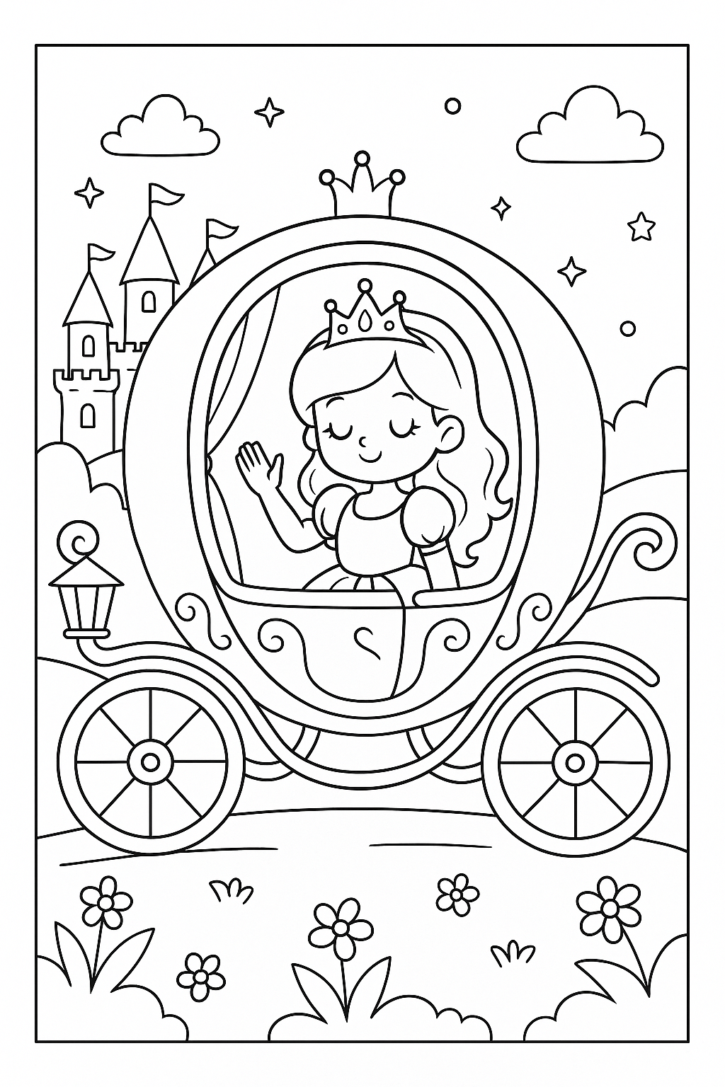 👸 Happy Princess Fairytales – 20 Adorable Princess Coloring Pages for Kids (Instant Download, A4 PDF)
