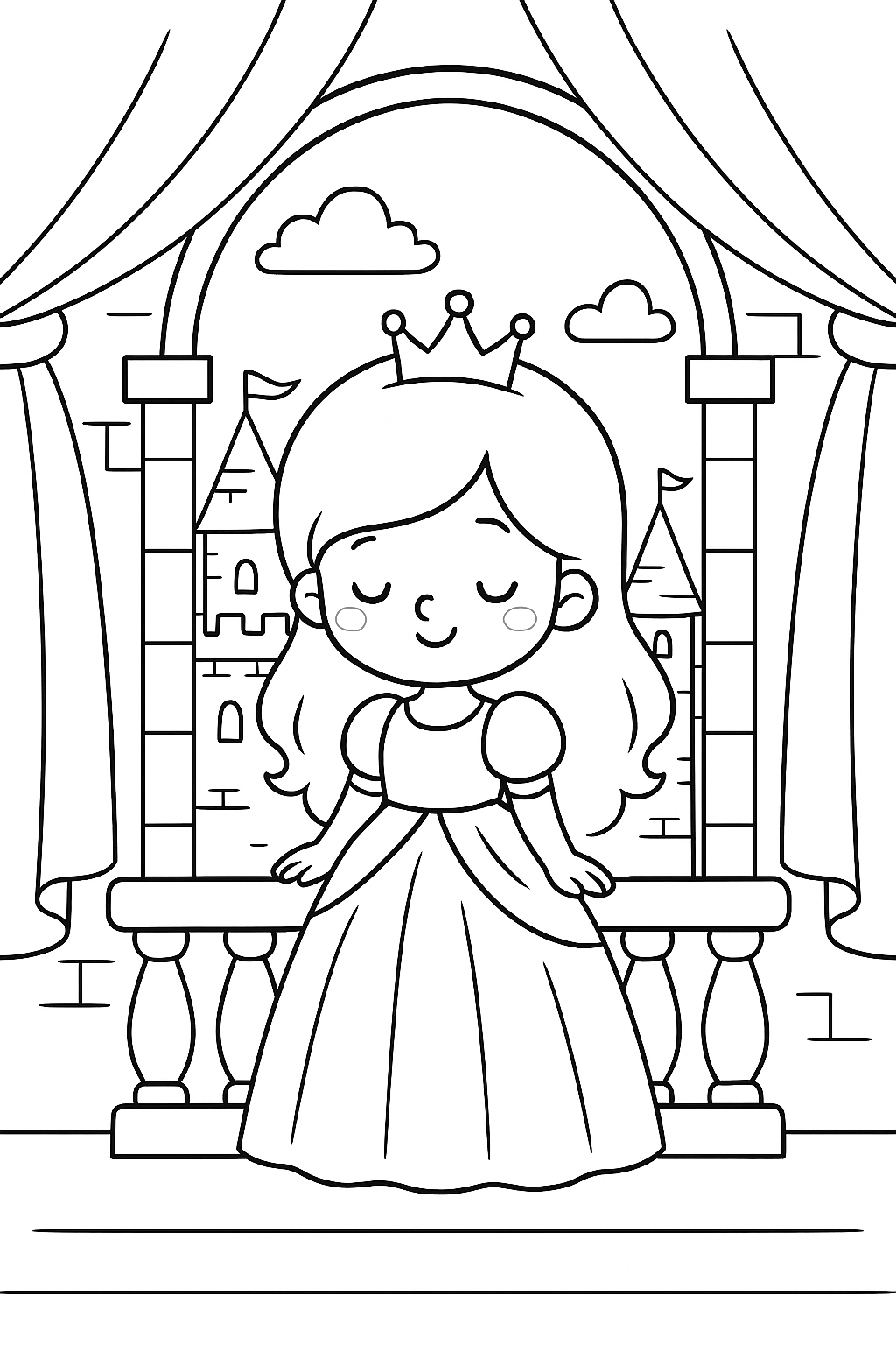 👸 Happy Princess Fairytales – 20 Adorable Princess Coloring Pages for Kids (Instant Download, A4 PDF)