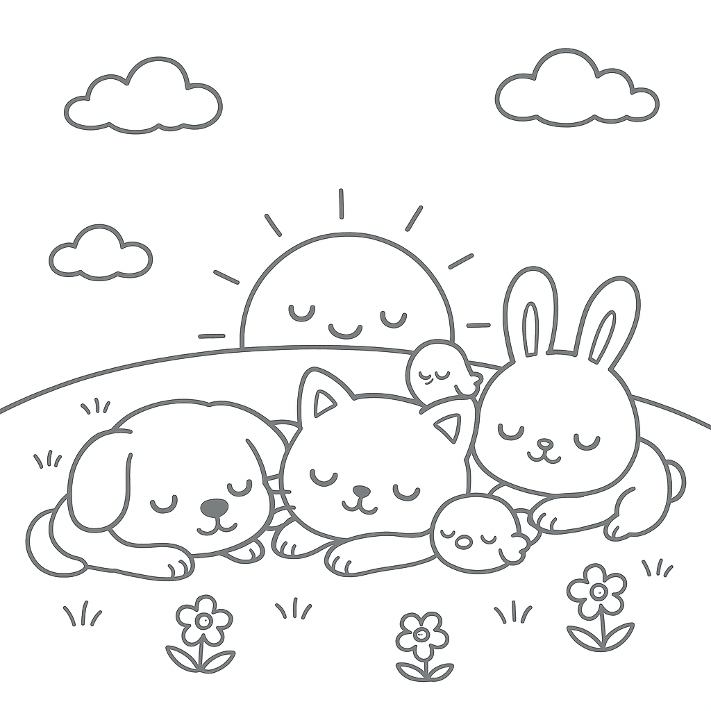 🐘 Happy Animals Adventures Coloring Book | 20 Cute Animal Coloring Pages for Kids | Printable Digital Download (A4 PDF)