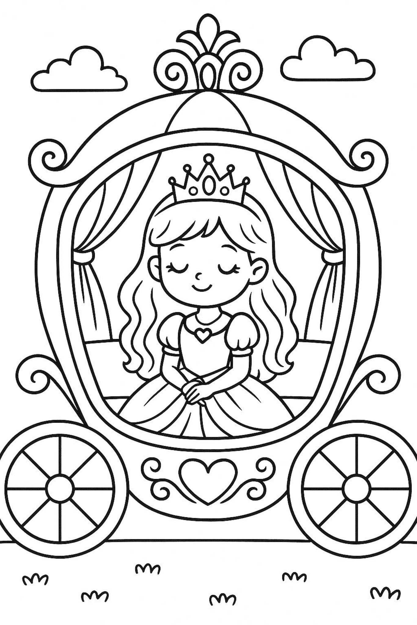 Princess Coloring Book – 20 Printable Pages for Kids | Instant Download