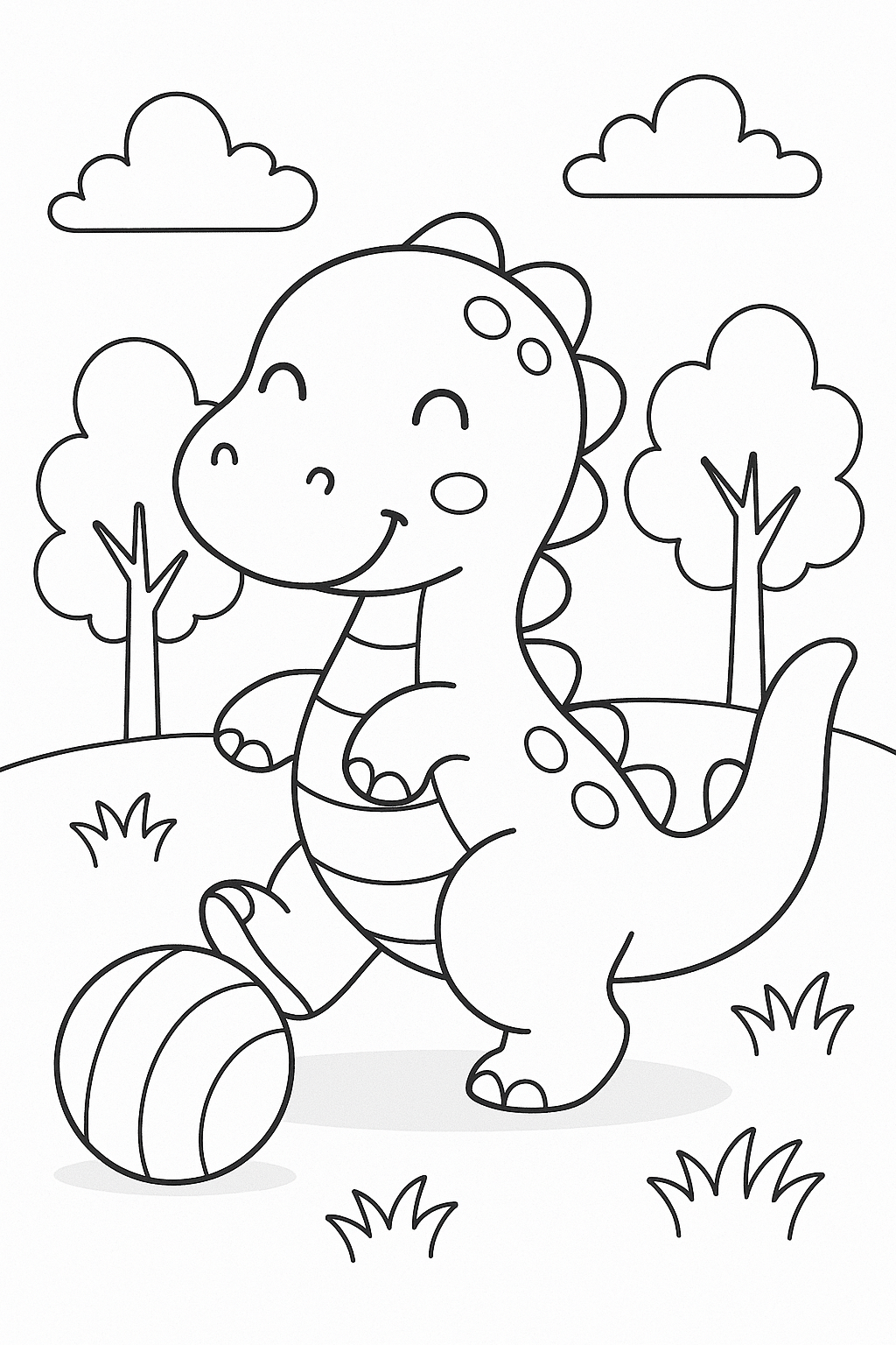 🦕 Happy Dinosaurs Adventures Coloring Book for Kids | 20 Printable Dinosaur Coloring Pages (Instant Download PDF)