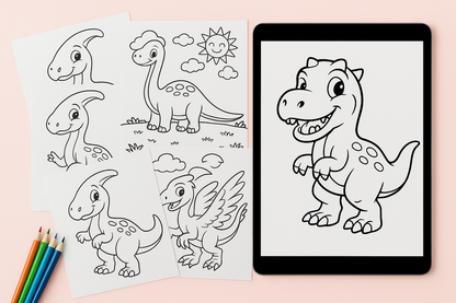 🦖 Dinosaur Coloring Book – Kids Pack (Instant Download) 🦖