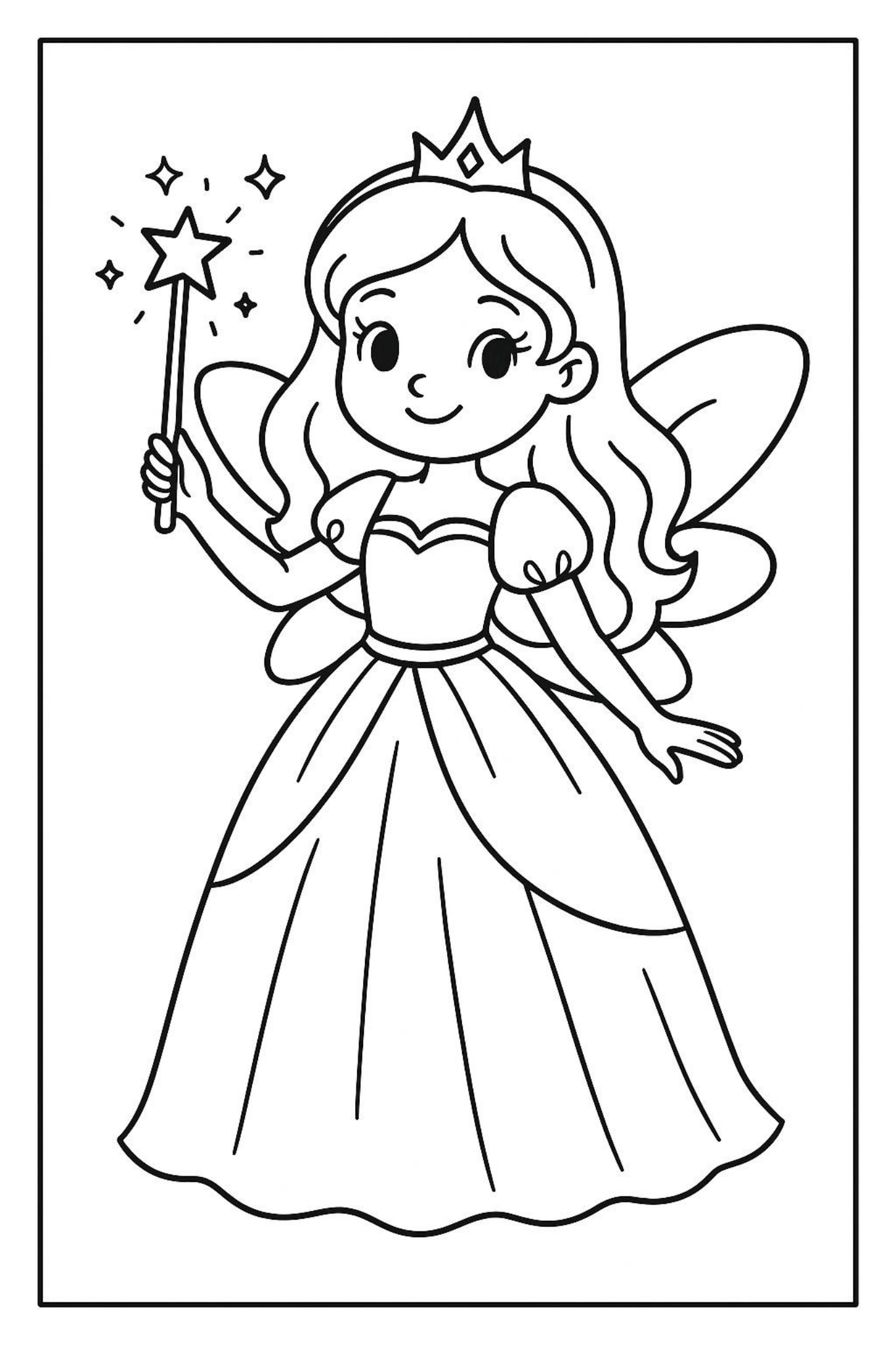Princess Coloring Book – 20 Printable Pages for Kids | Instant Download