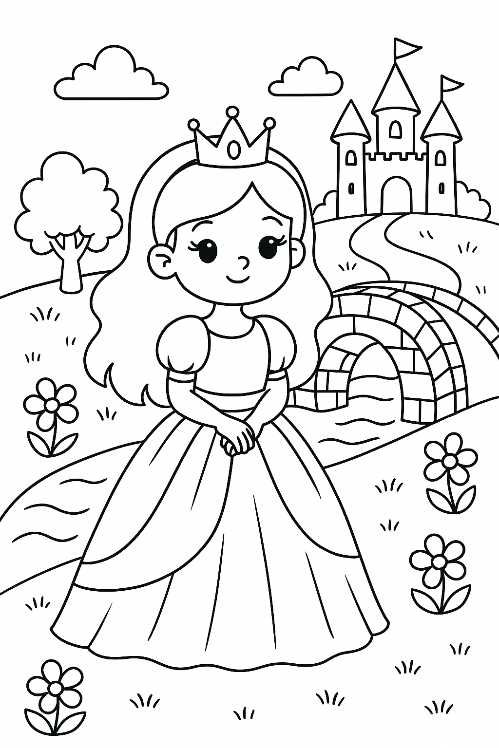 👸 Happy Princess Fairytales – 20 Adorable Princess Coloring Pages for Kids (Instant Download, A4 PDF)