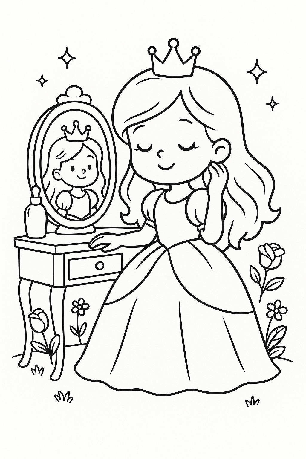 👸 Happy Princess Fairytales – 20 Adorable Princess Coloring Pages for Kids (Instant Download, A4 PDF)