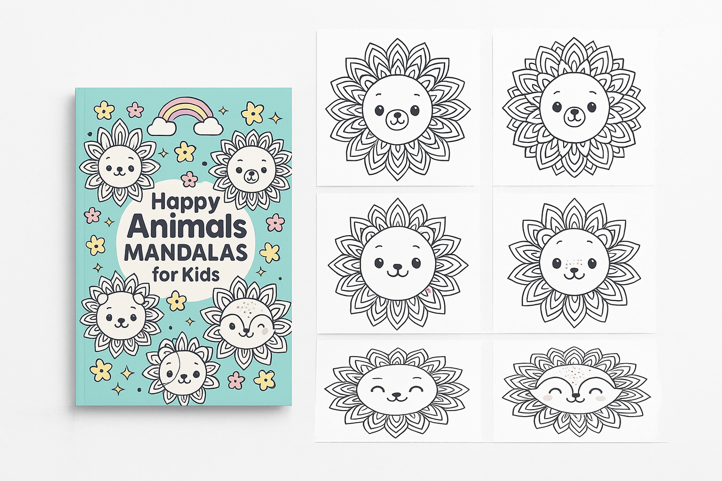 🐰 Happy Animals Mandalas for Kids – Kawaii Coloring Book (Instant Download) 🌸