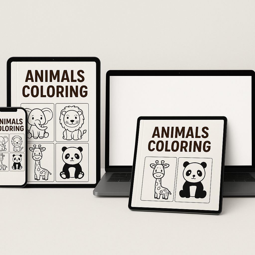 🐾 Animals Coloring Pages for Kids – 20 Printable Coloring Sheets PDF (Instant Download)🐾
